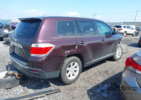 2013 Toyota Highlander Base V6 from USA, damaged, VIN 5TDZK3EH4DS109467